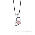 Rose Quartz Heart Alloy Pendant Silver Plated